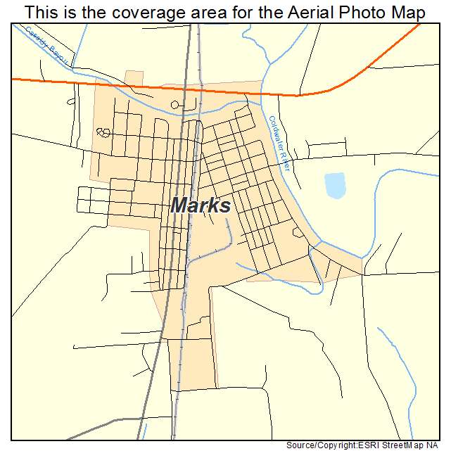 Marks, MS location map 