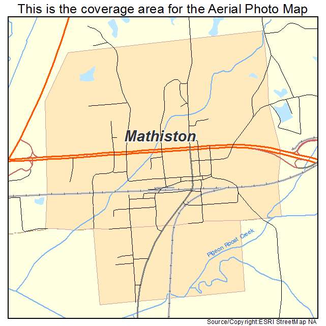 Mathiston, MS location map 