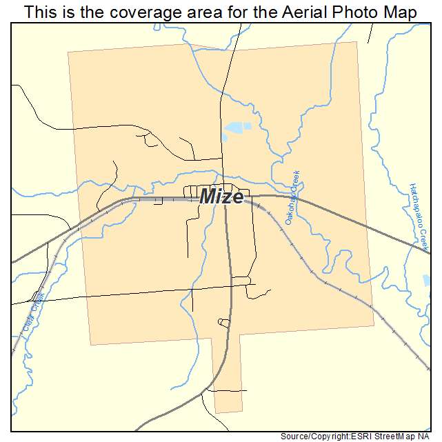 Mize, MS location map 