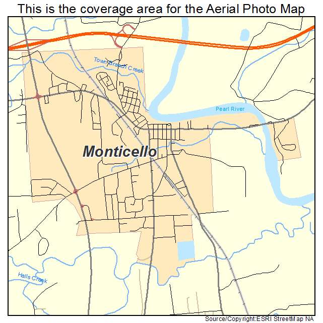 Monticello, MS location map 