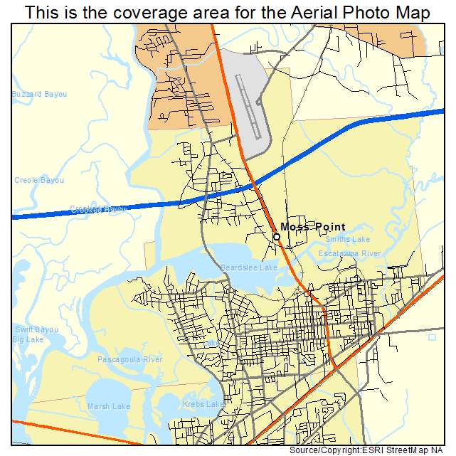 Aerial Photography Map of Moss Point, MS Mississippi
