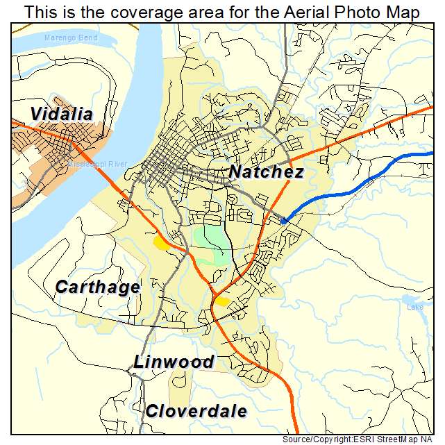 Natchez, MS location map 