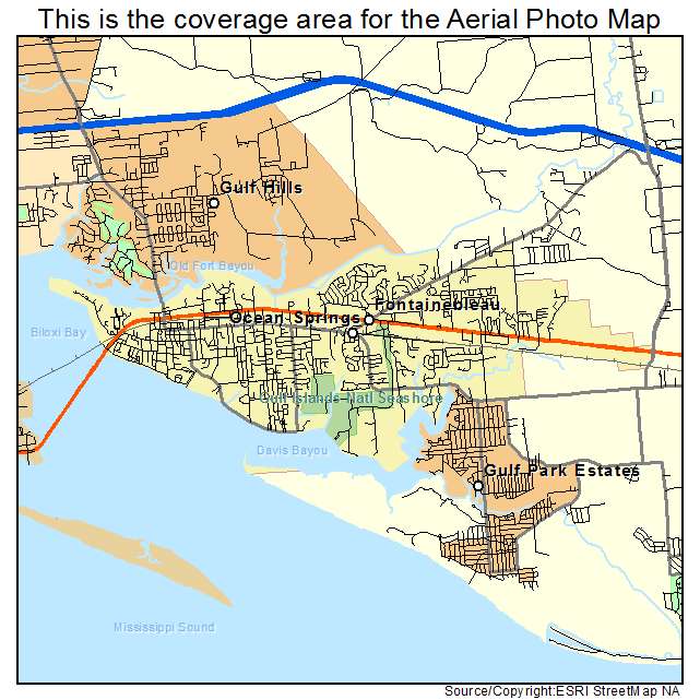 Ocean Springs, MS location map 