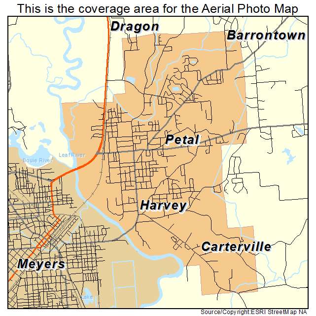 Petal, MS location map 