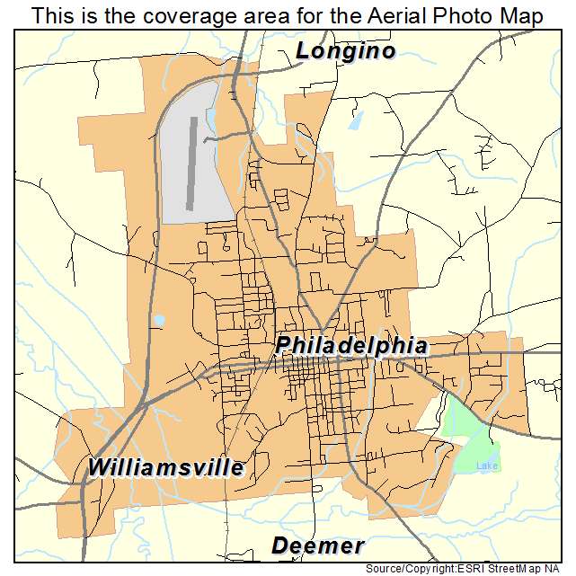 Philadelphia, MS location map 