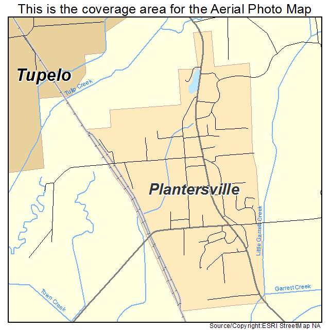 Plantersville, MS location map 