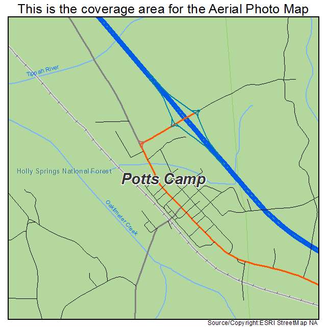 Potts Camp, MS location map 