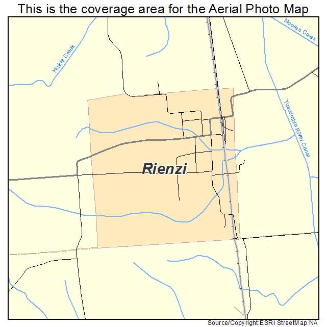 Rienzi, MS location map 