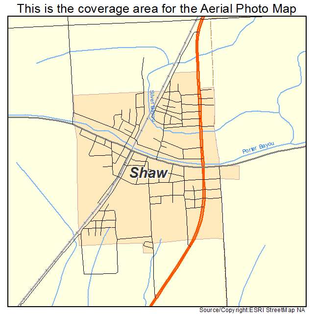 Shaw, MS location map 