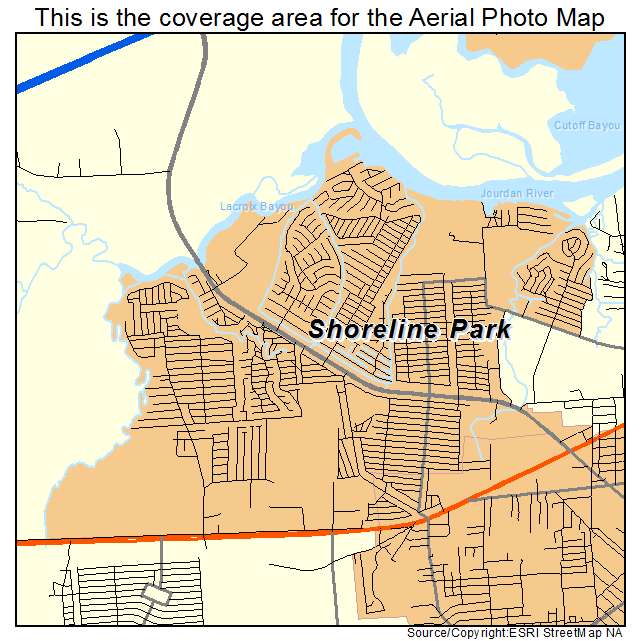 Shoreline Park, MS location map 