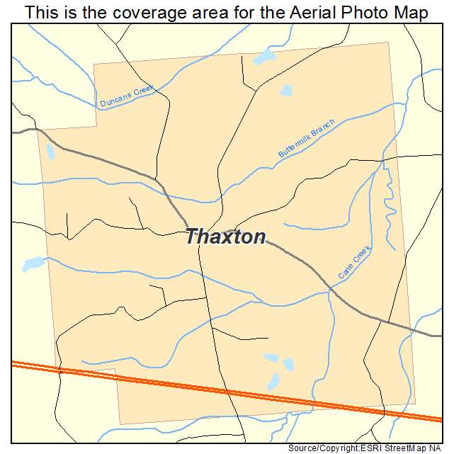 Thaxton, MS location map 