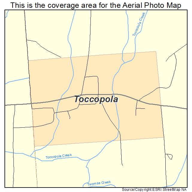 Toccopola, MS location map 