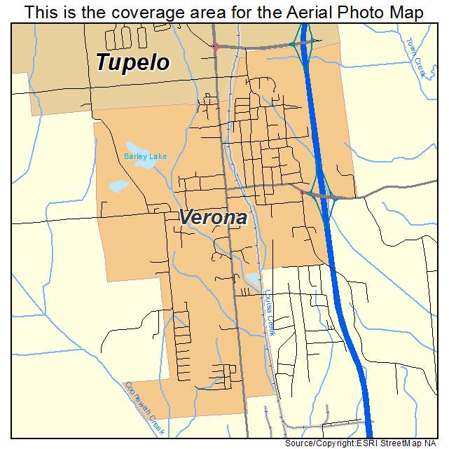 Verona, MS location map 