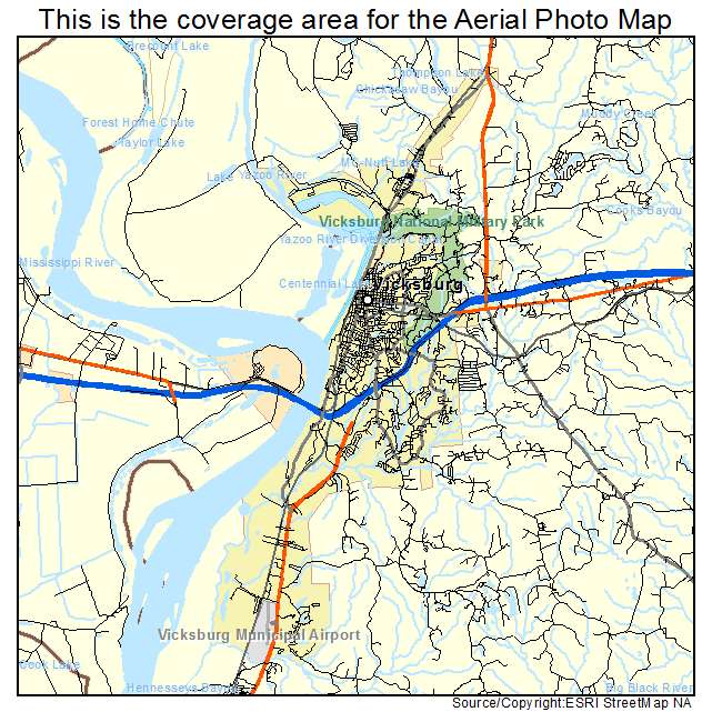 Vicksburg, MS location map 