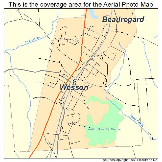 Wesson, MS location map 