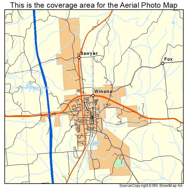 Winona, MS location map 