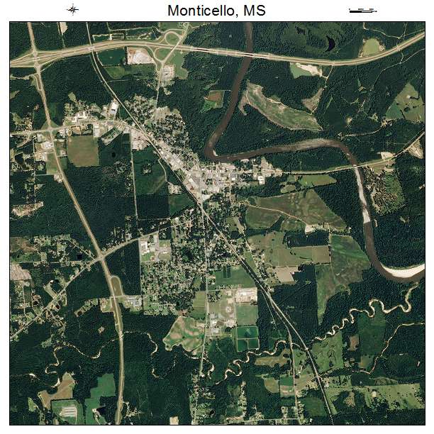 Monticello, MS air photo map
