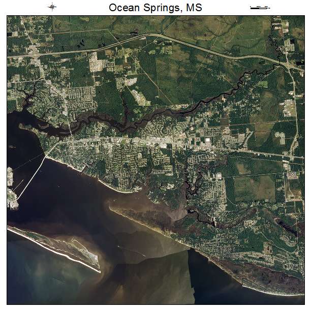 Ocean Springs, MS air photo map