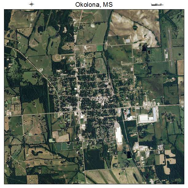 Okolona, MS air photo map