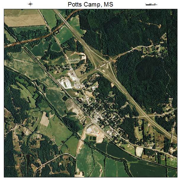 Potts Camp, MS air photo map