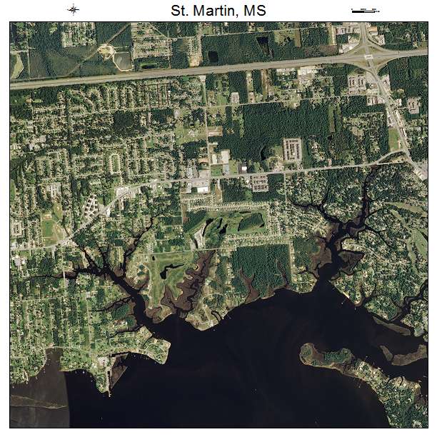 St Martin, MS air photo map