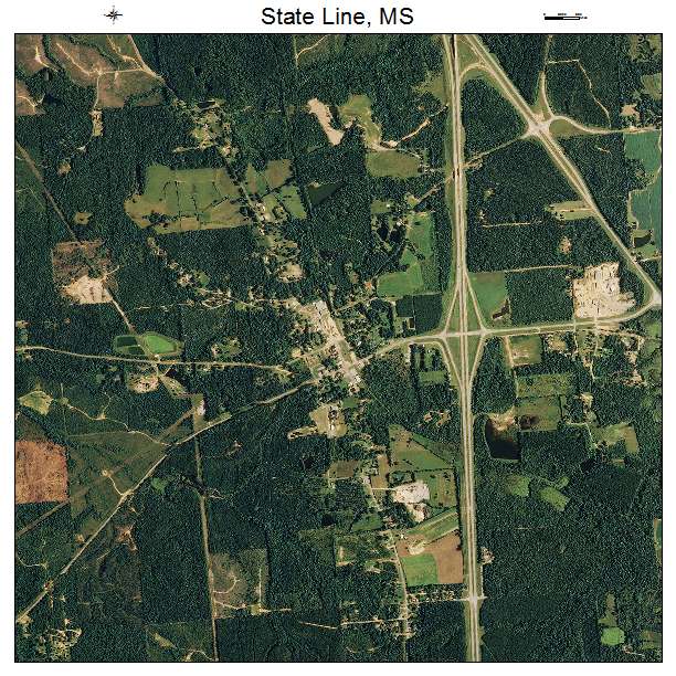 State Line, MS air photo map