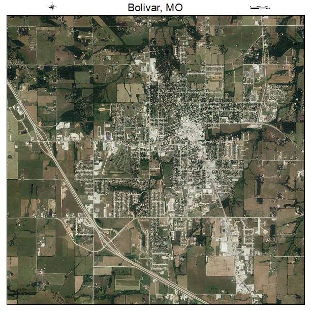 Bolivar, MO air photo map