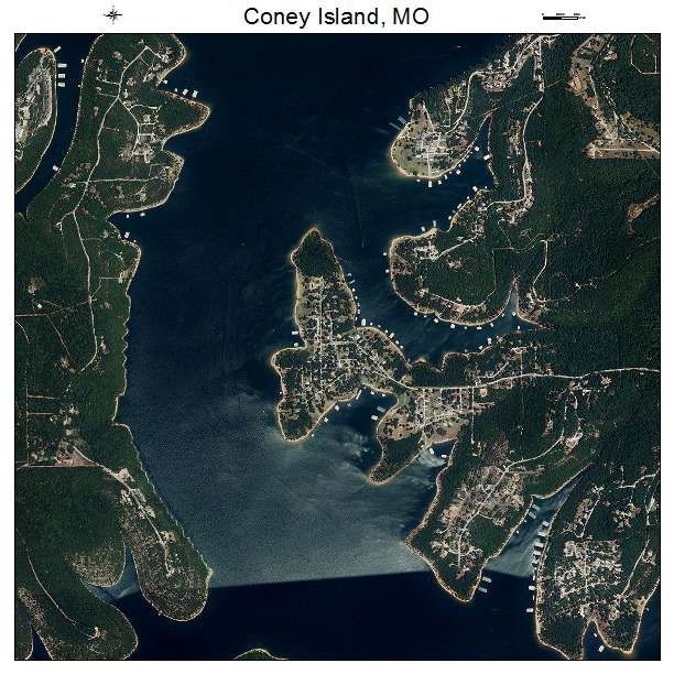Coney Island, MO air photo map