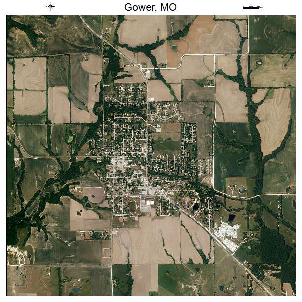 Gower, MO air photo map