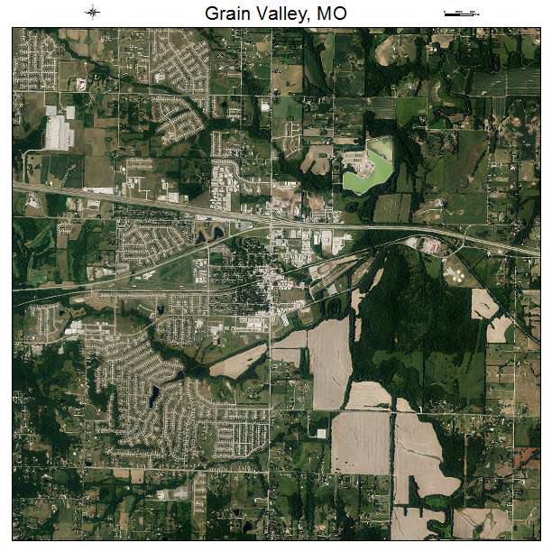 Grain Valley, MO air photo map
