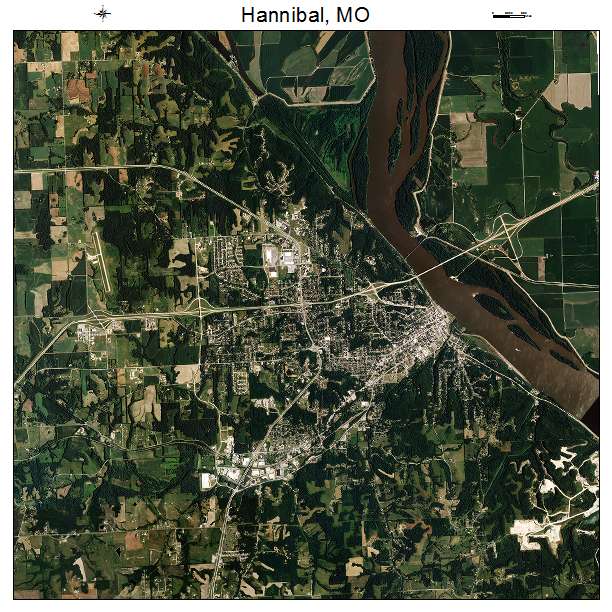 Hannibal, MO air photo map