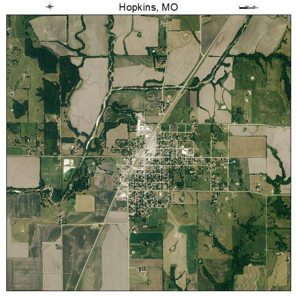 Hopkins, MO air photo map