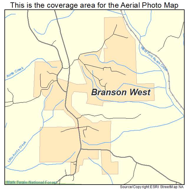 Branson West, MO location map 