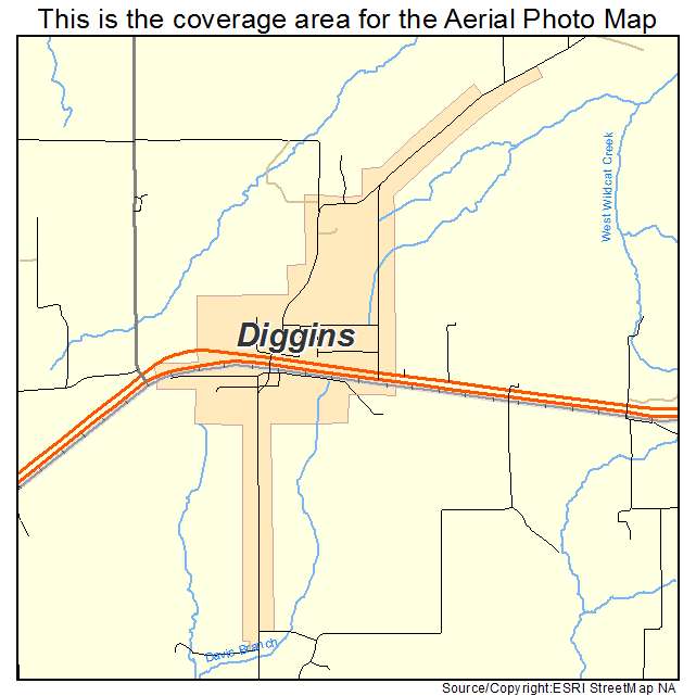 Diggins, MO location map 