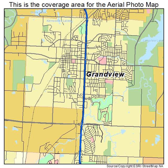 Aerial Photography Map of Grandview, MO Missouri