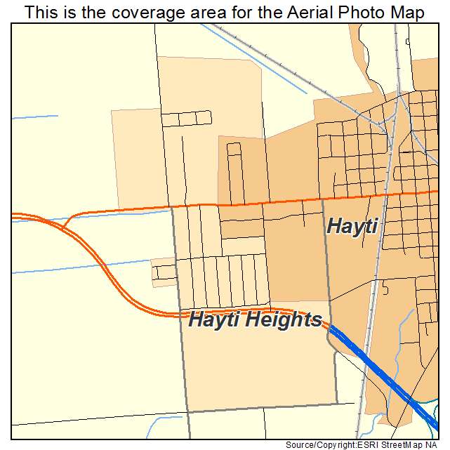 Hayti Heights, MO location map 