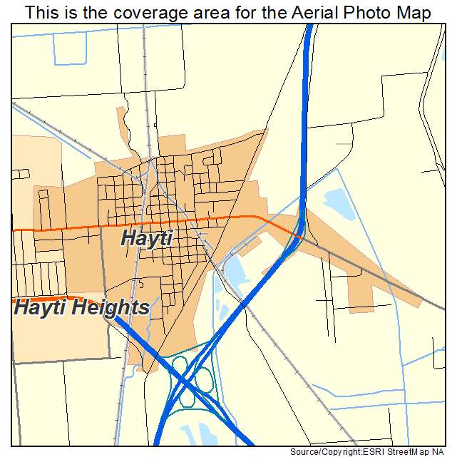 Hayti, MO location map 