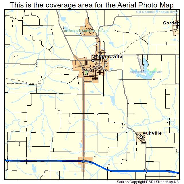 Higginsville, MO location map 