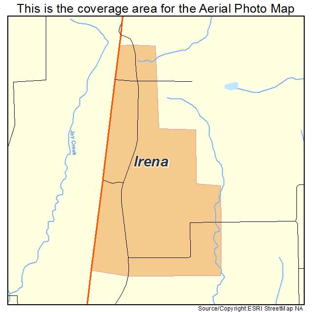 Irena, MO location map 