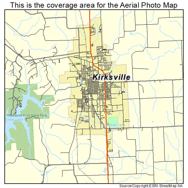 Kirksville, MO location map 