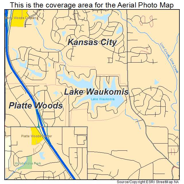 Lake Waukomis, MO location map 