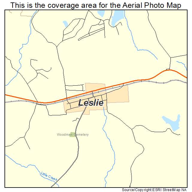Leslie, MO location map 
