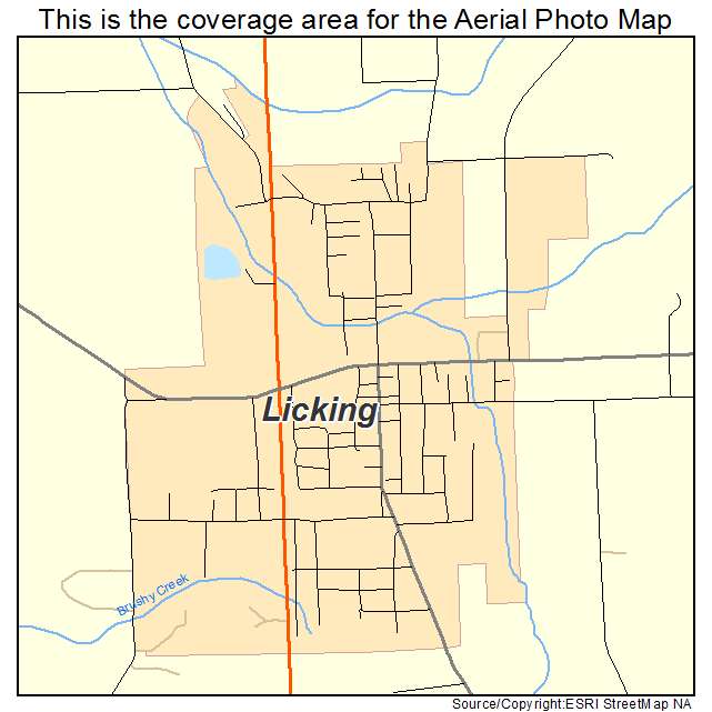 Aerial Photography Map of Licking, MO Missouri
