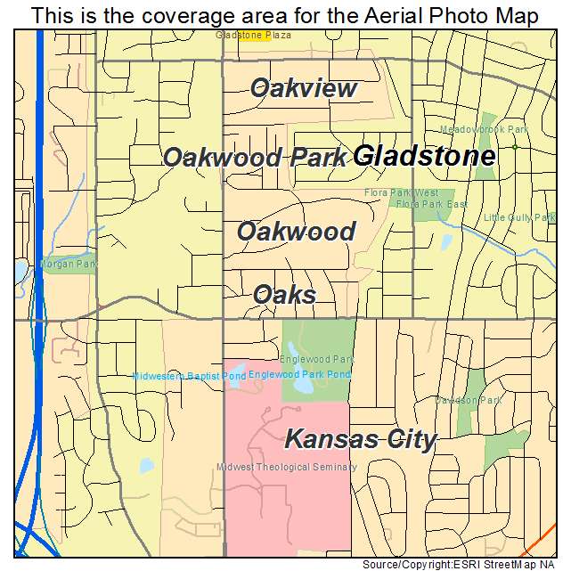 Oaks, MO location map 