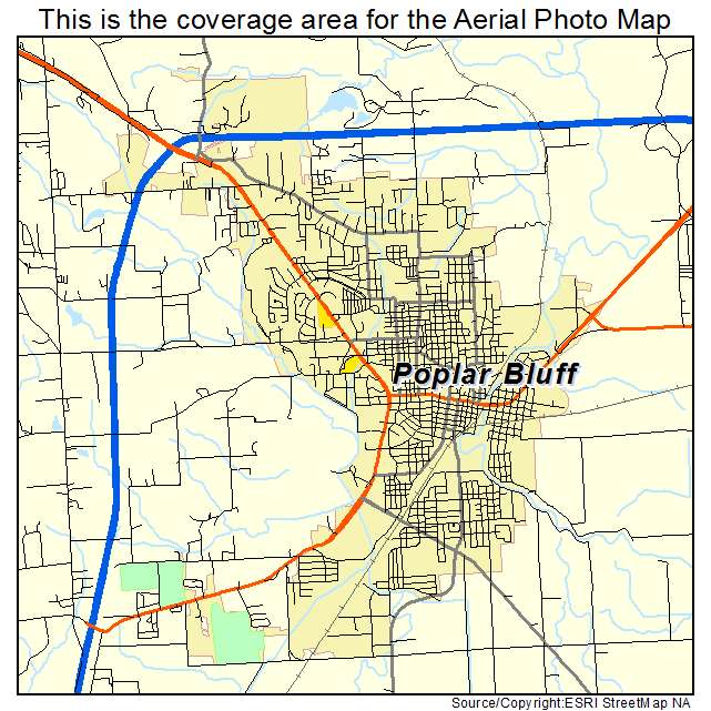 Aerial Photography Map of Poplar Bluff, MO M