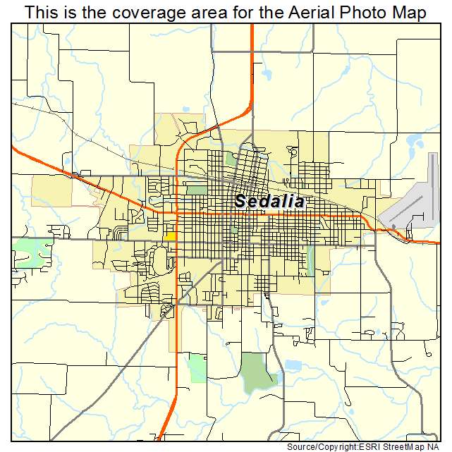 Aerial Photography Map of Sedalia, MO Missouri