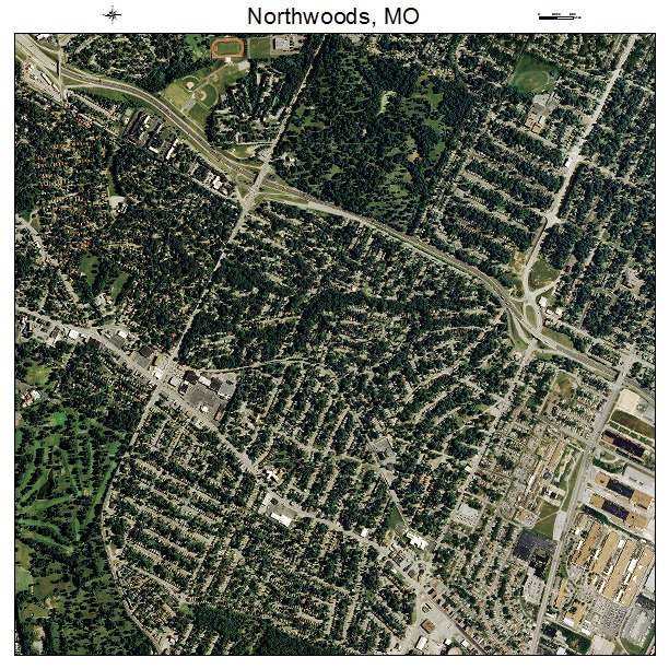 Northwoods, MO air photo map