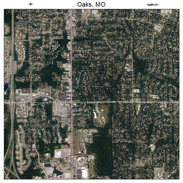 Oaks, MO air photo map