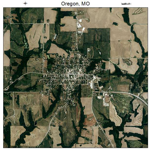 Oregon, MO air photo map