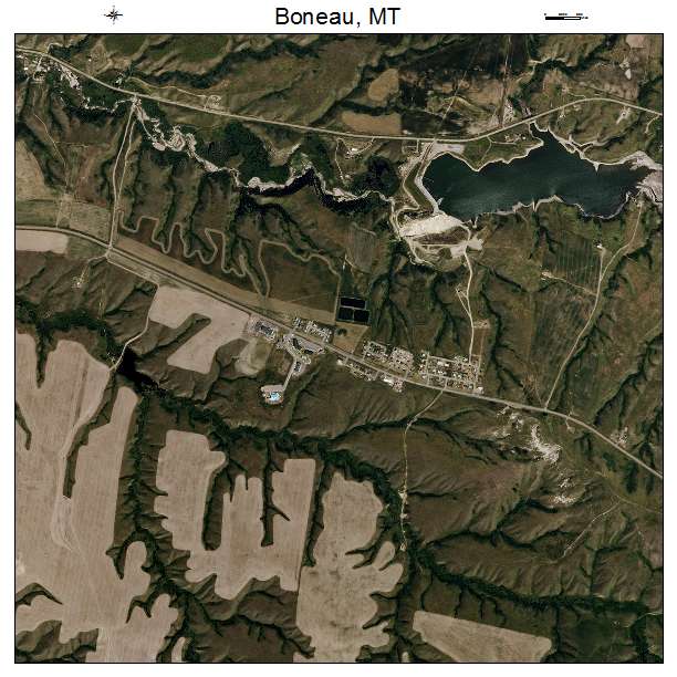 Boneau, MT air photo map